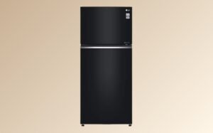 A collection of LG refrigerators showcasing various models and designs in a retail display setting