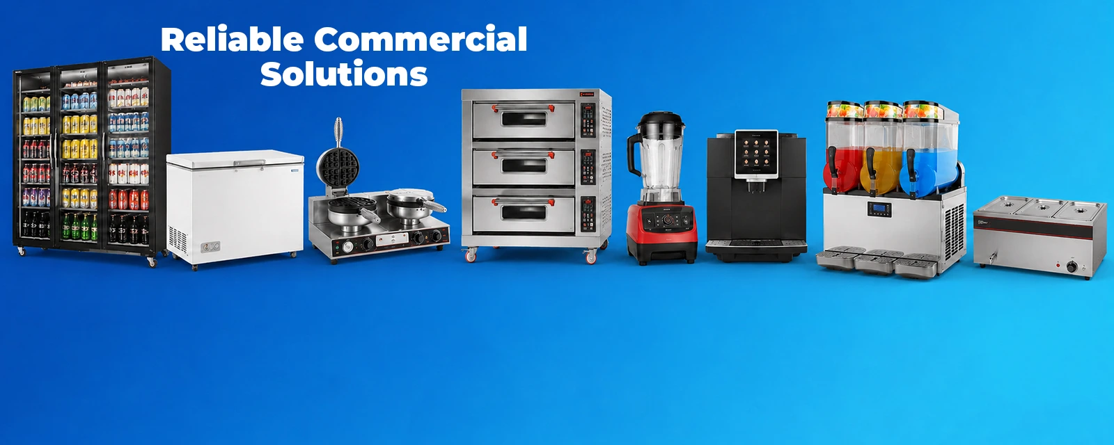 A display of diverse commercial refrigeration equipment, showcasing different models and sizes for various business needs.
