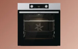 A modern built-in oven featuring a sleek stainless steel door, showcasing contemporary kitchen design.