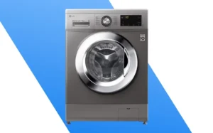 Front Load Washing Machines Front load washing machine displayed against a blue and white background, showcasing its modern design and features.